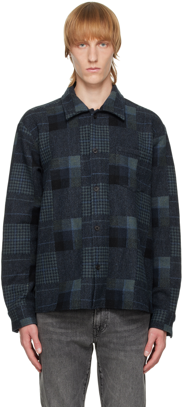 Palmes Navy Patch Shirt In Blue