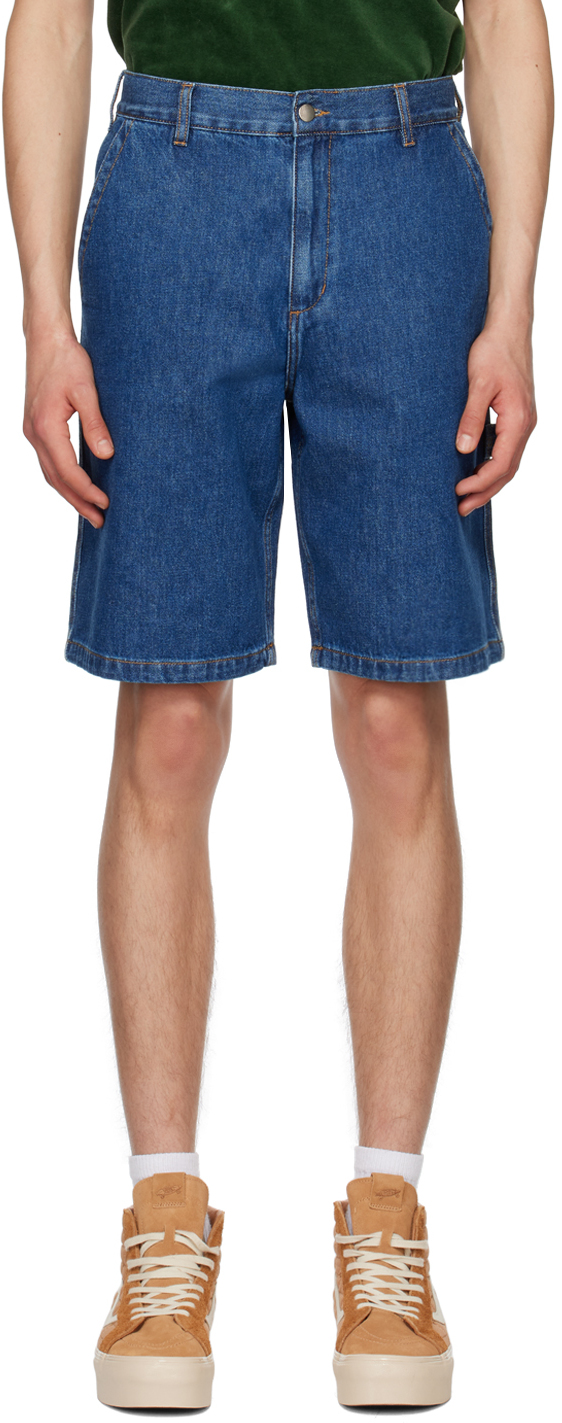 Palmes: Blue Sweeper Denim Shorts | SSENSE