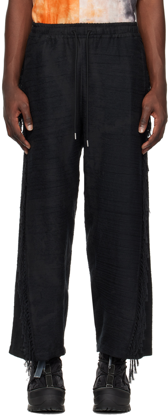 Vein Black Fringe Trousers In 930 Black