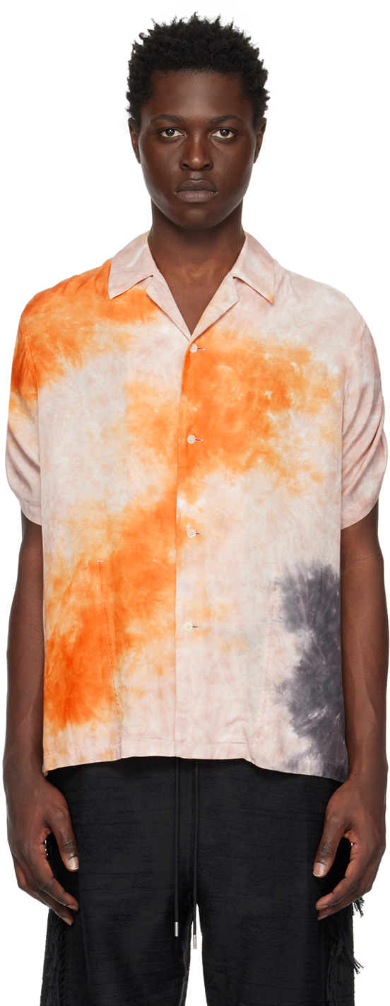 Vein Orange Open Collar Shirt In 159 X.orange
