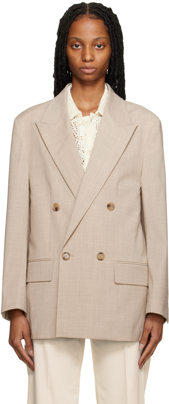 Dunst Taupe Daddy Double Blazer In Soft Greige