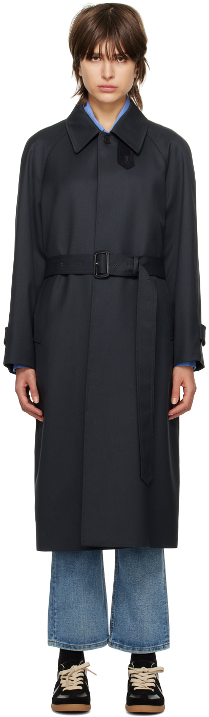 Dunst Black Raglan Sleeves Coat In Charcoal