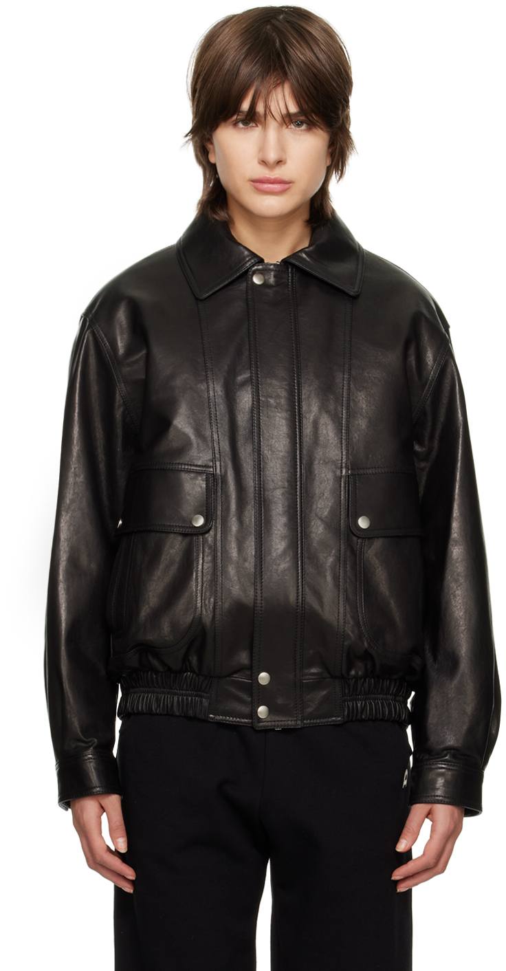 Dunst: Black Oversized Leather jacket | SSENSE