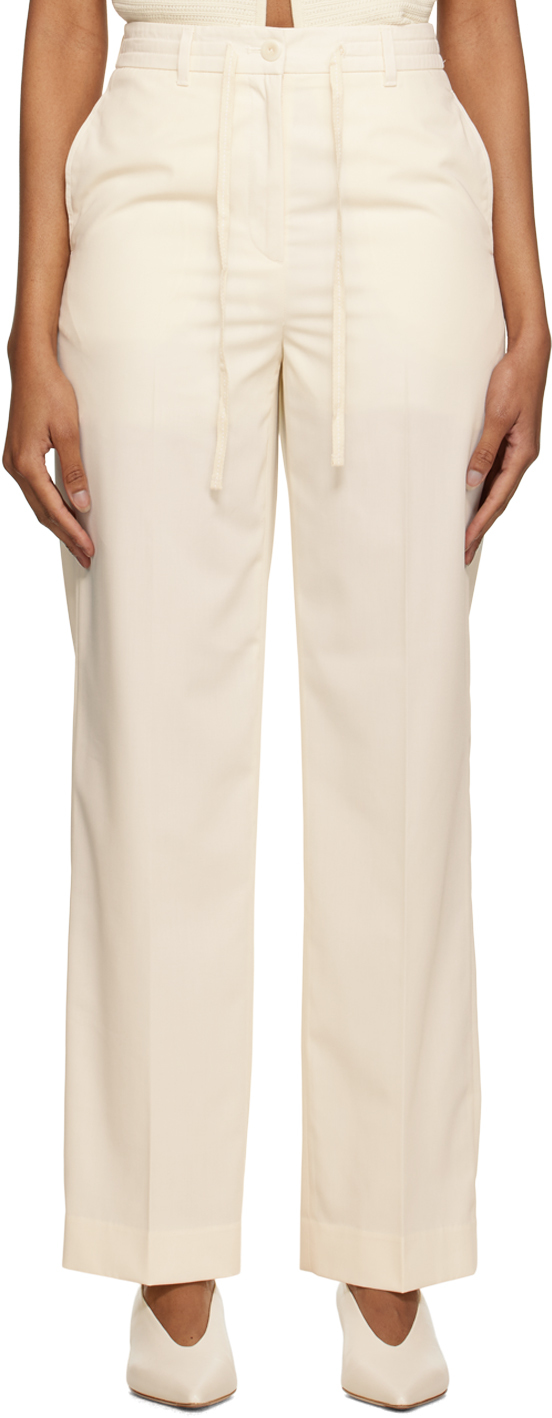 Dunst Off-white Relaxed Summer Trousers In Cream