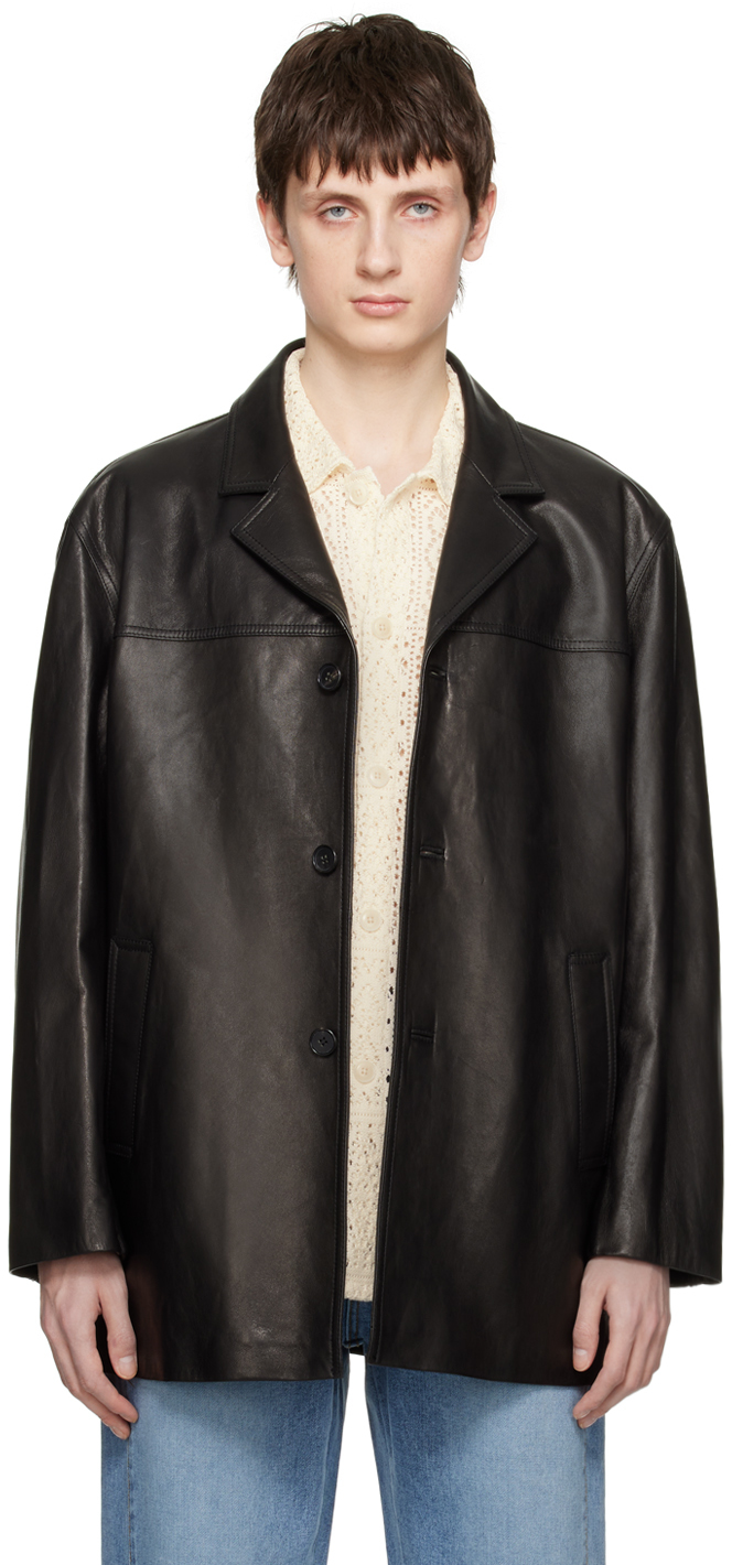 Dunst: Black Half Leather Jacket | SSENSE Canada
