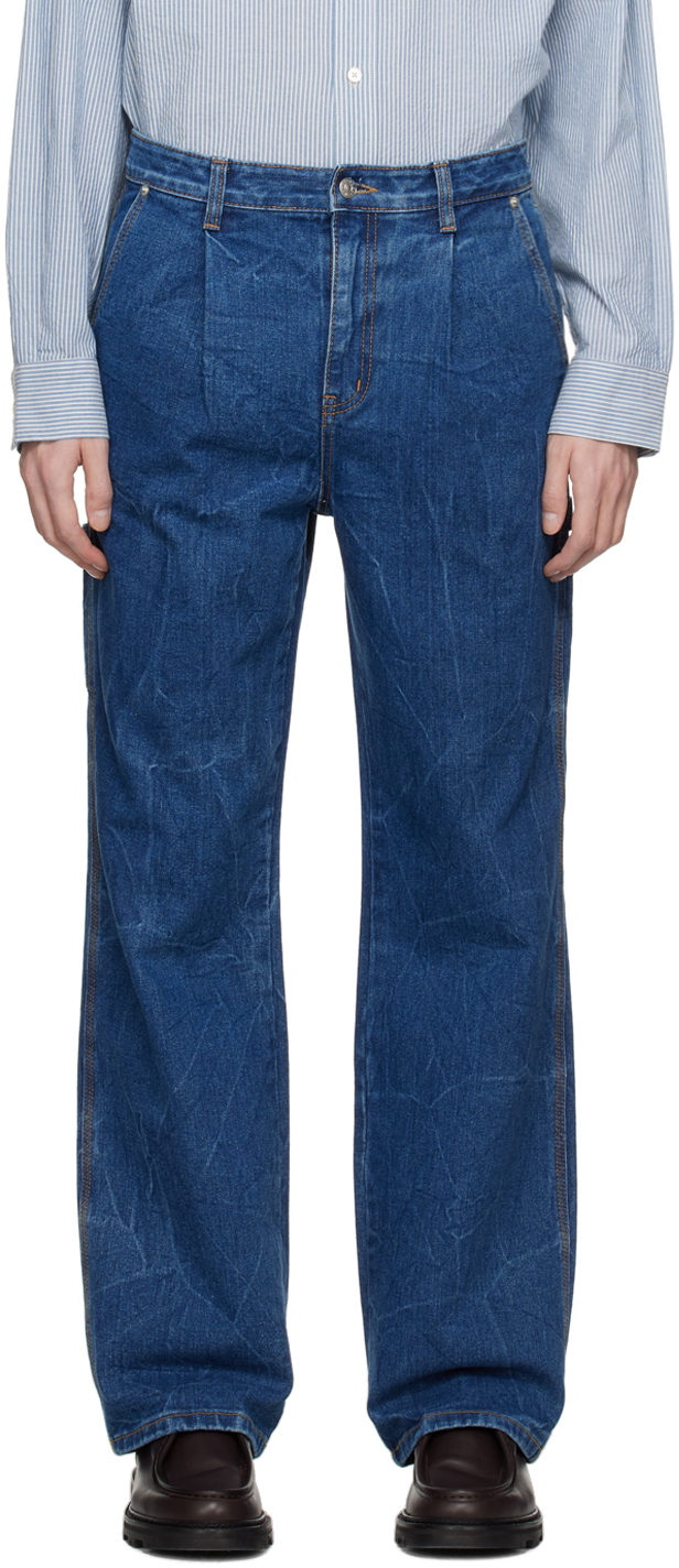 Dunst: Blue Wide-Fit Jeans | SSENSE UK