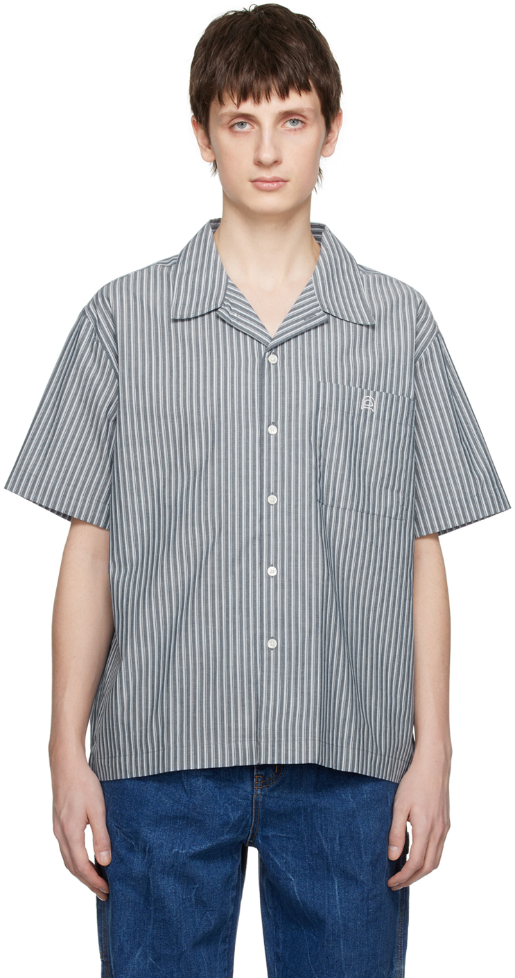 Dunst: Gray Striped Shirt | SSENSE Canada