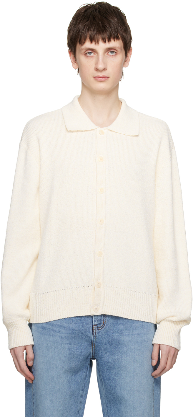 White Open Collar Cardigan