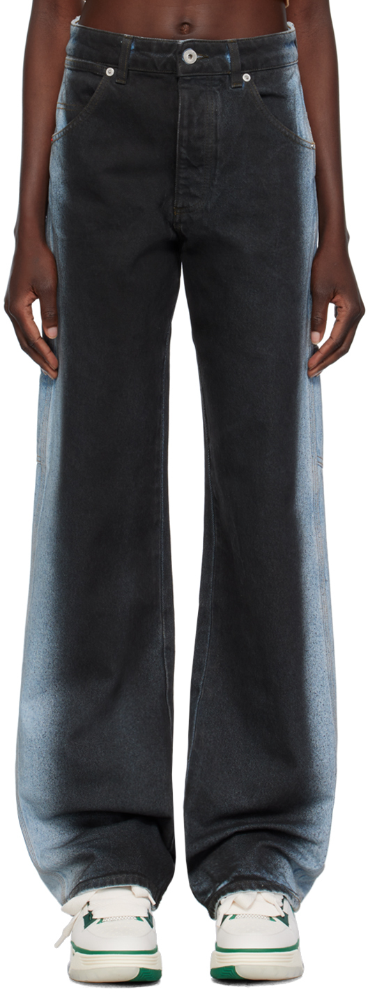 Heron Preston Black & Blue Gradient Jeans In Black Blue Gr