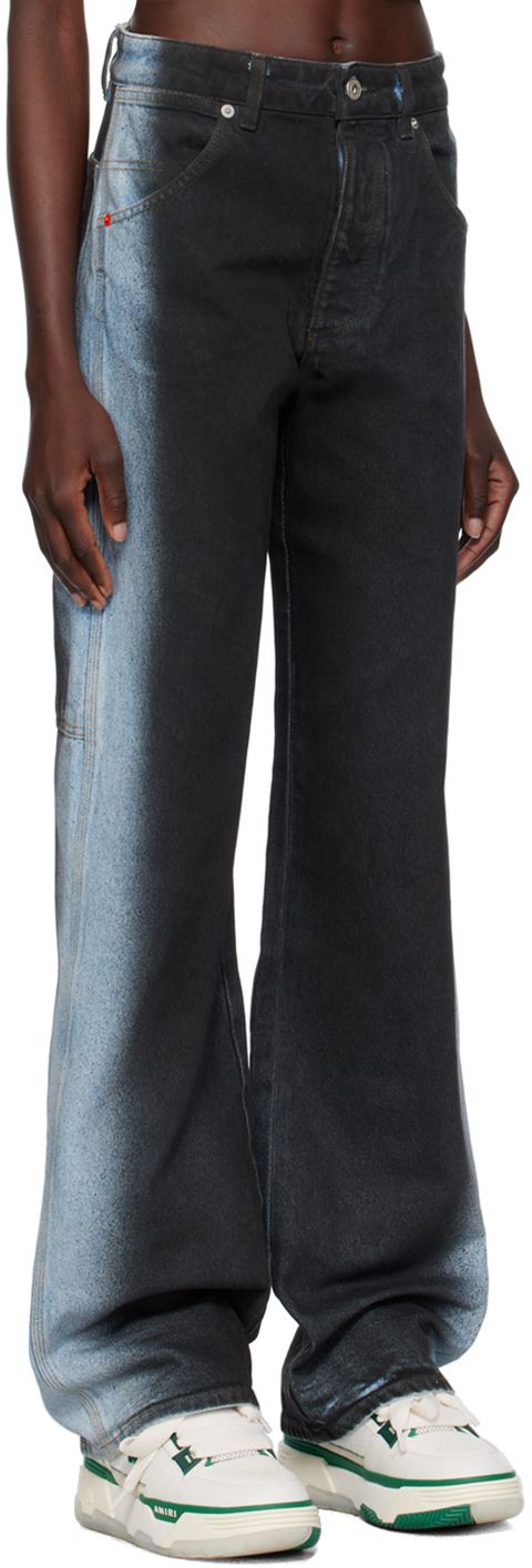 Shop Heron Preston Black & Blue Gradient Jeans In Black Blue Gr