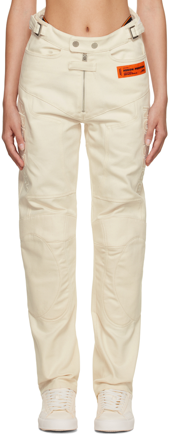 Heron Preston White Moto Trousers