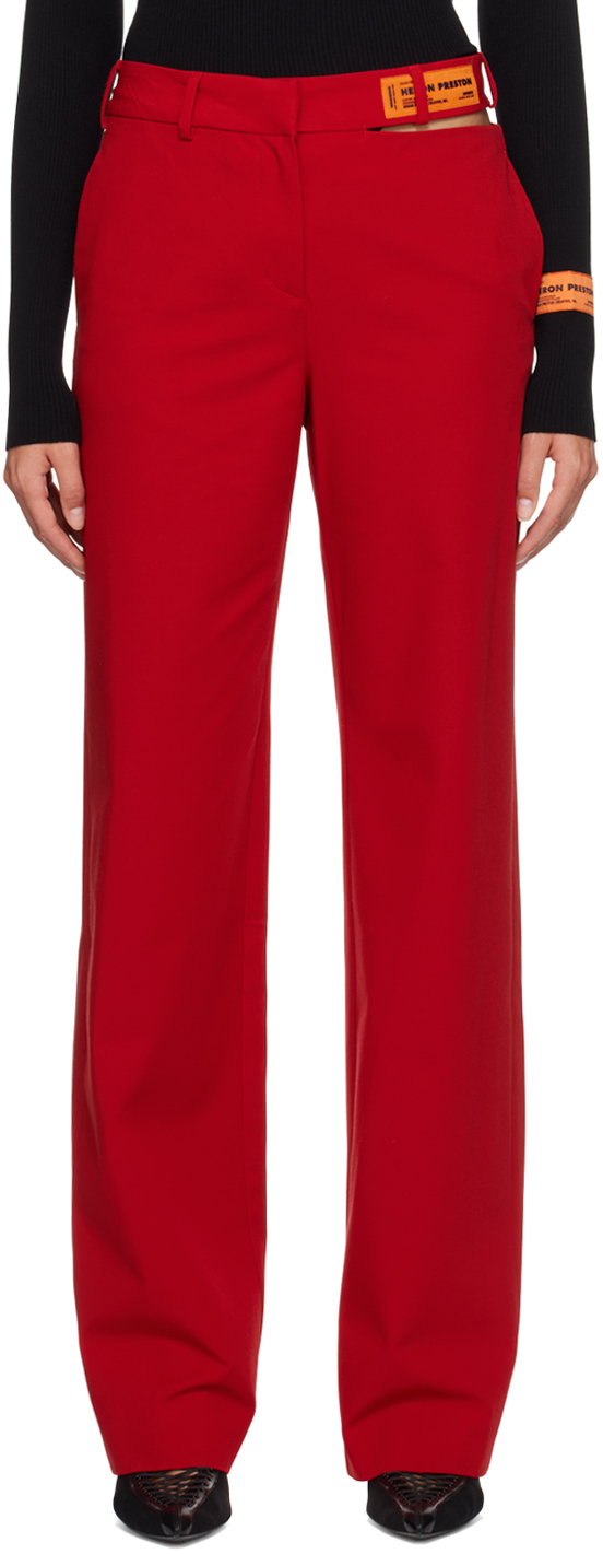 Shop Heron Preston Red Cutout Trousers In Red No Col