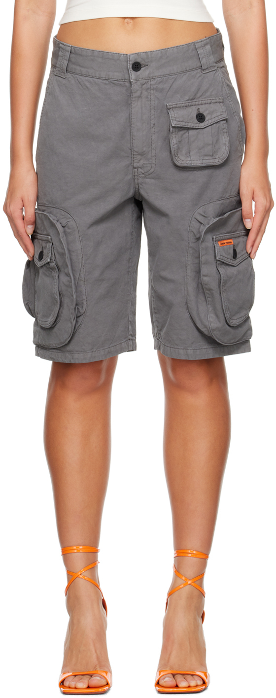 Heron Preston Grey Flap Pocket Shorts In Grey No Colour