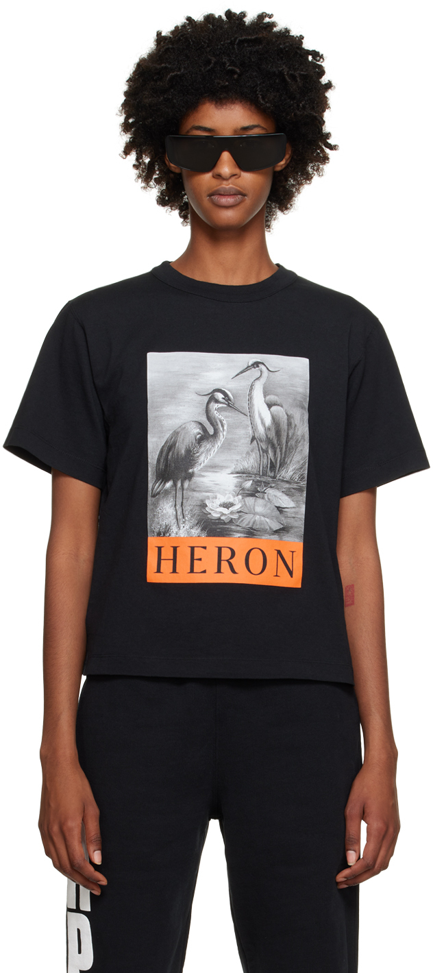 Black 'Heron' T-Shirt by Heron Preston on Sale