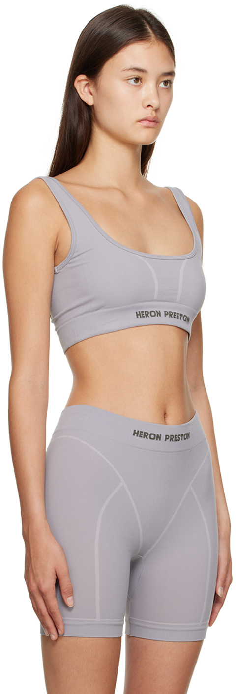 Shop Heron Preston Gray Active Bra In Grey