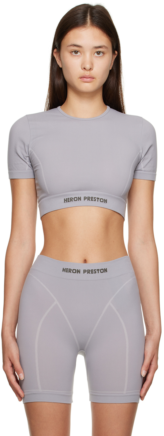 Heron Preston - Gray sports pants with HR Sports System print
