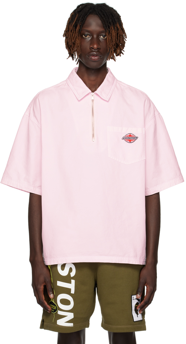 Heron Preston Pink Zip Polo