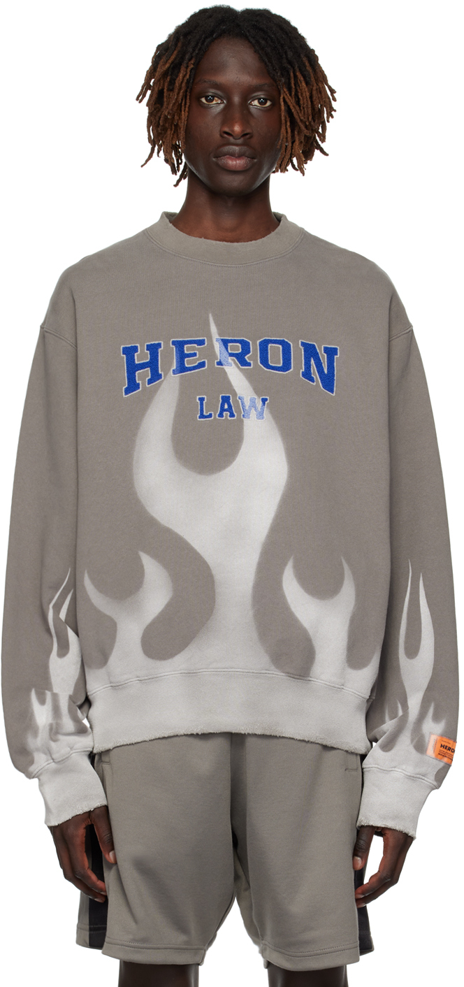 Shop Heron Preston Gray 'heron Law' Sweatshirt In Grey White