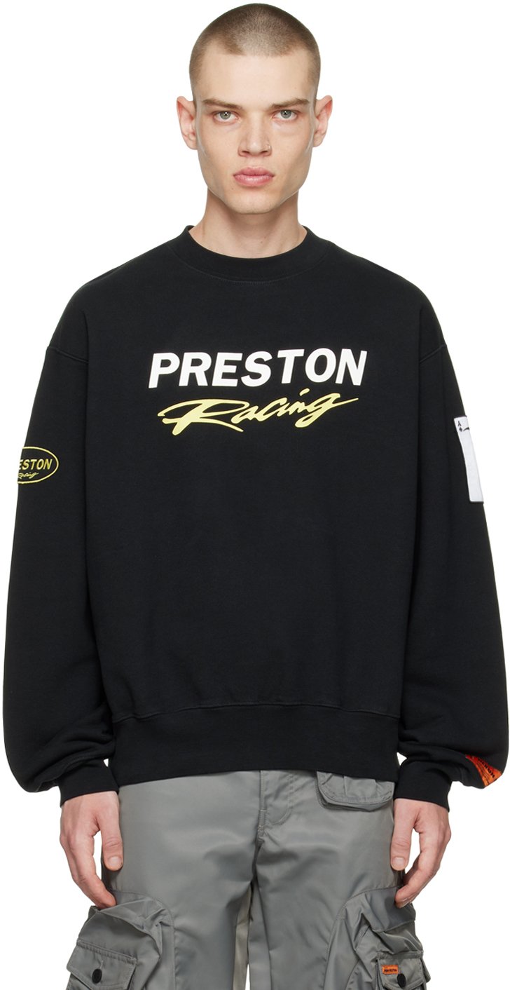 Heron Preston: Black 'Preston Racing' Sweatshirt | SSENSE