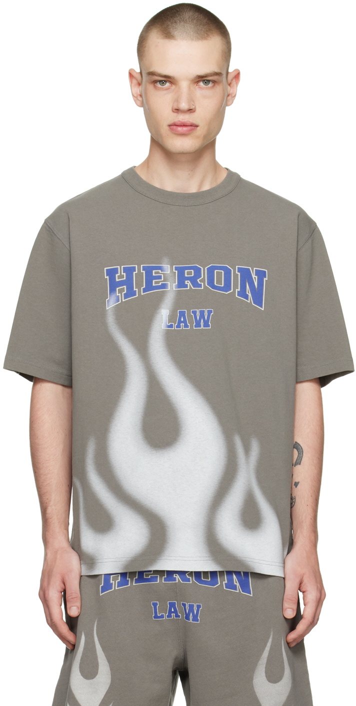 Gray 'Heron Law Flames' T-Shirt