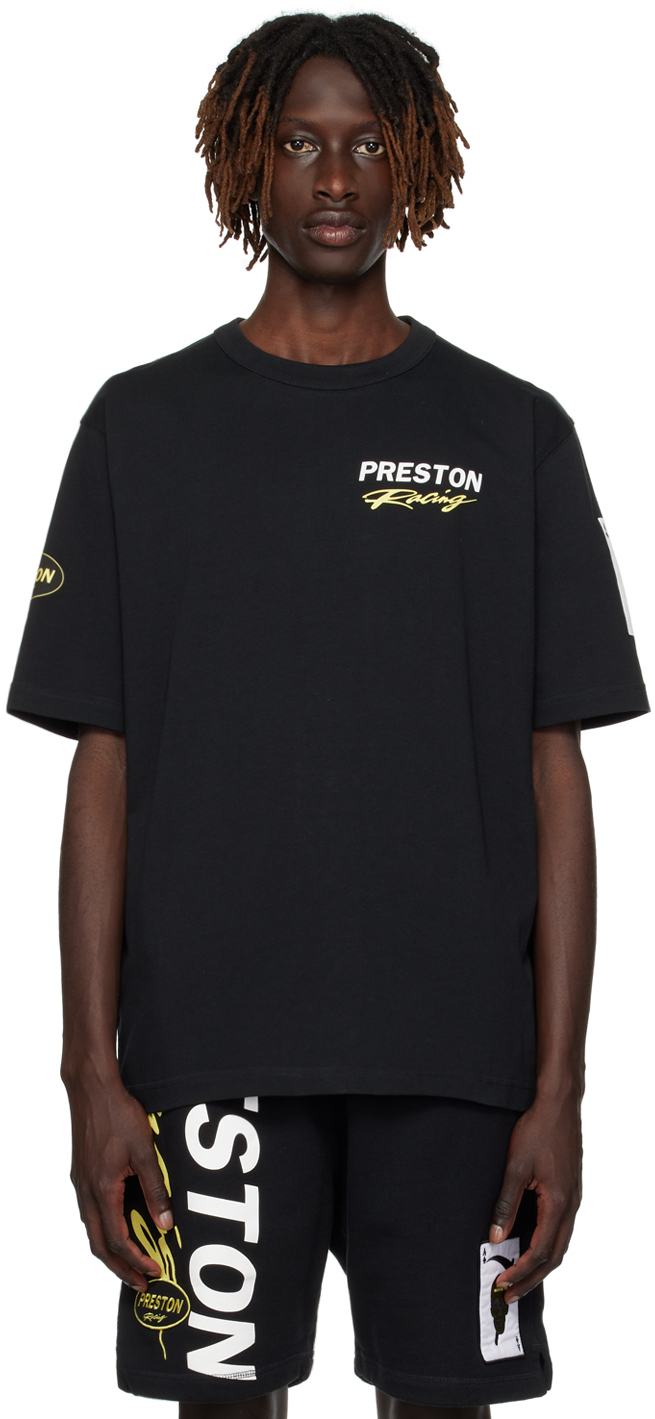 Heron Preston: Black 'Preston Racing' T-Shirt | SSENSE