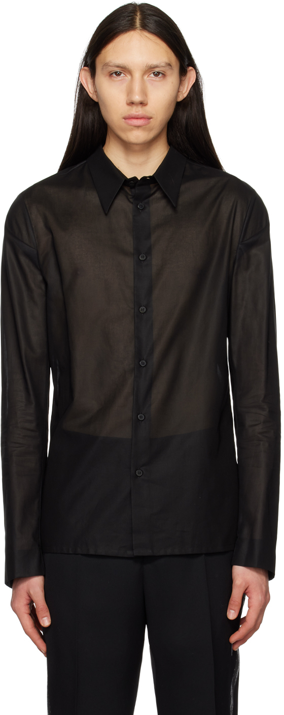 Black Spread Collar Shirt