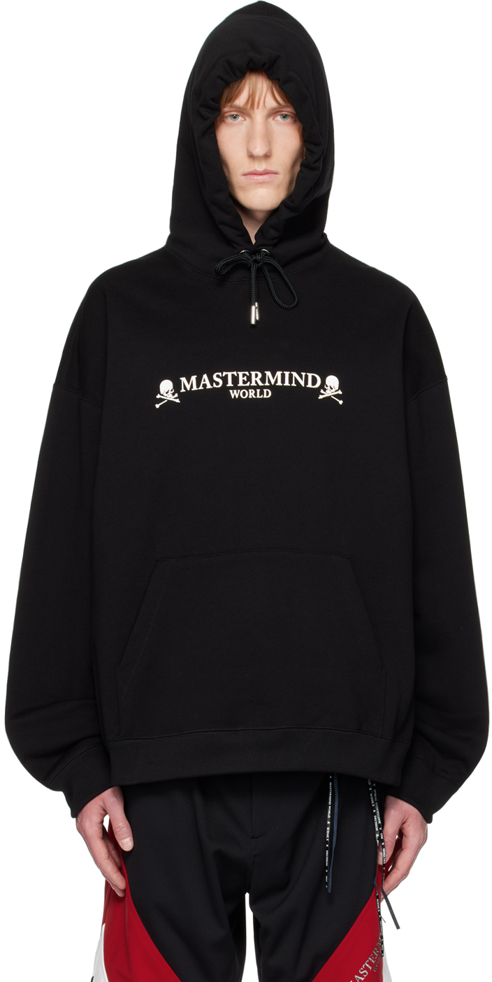 Shop Mastermind Japan Black Printed Hoodie