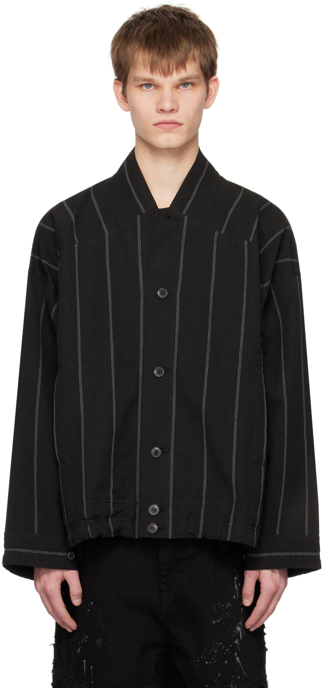 Jan-jan Van Essche Black #51 Jacket In Vintage Striped Cott