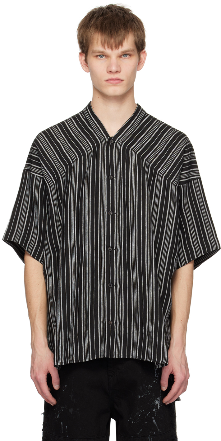 Jan-jan Van Essche Black #93 Shirt In Contrast Stripe Line | ModeSens