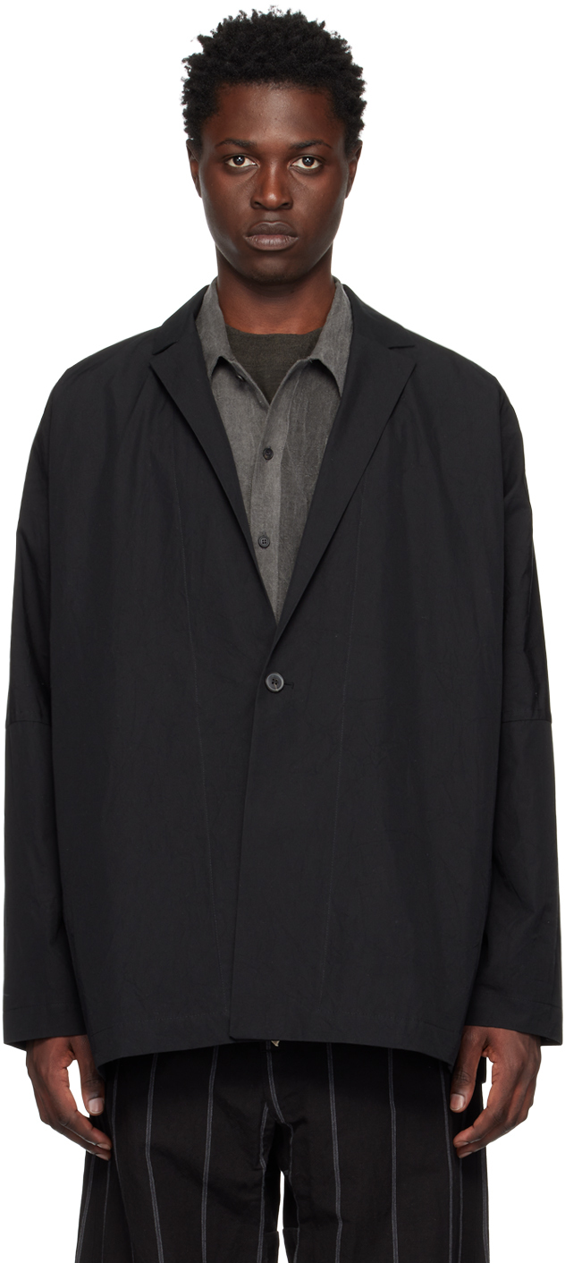 Jan-jan Van Essche Black #50 Blazer In Black Cotton Silk Ca