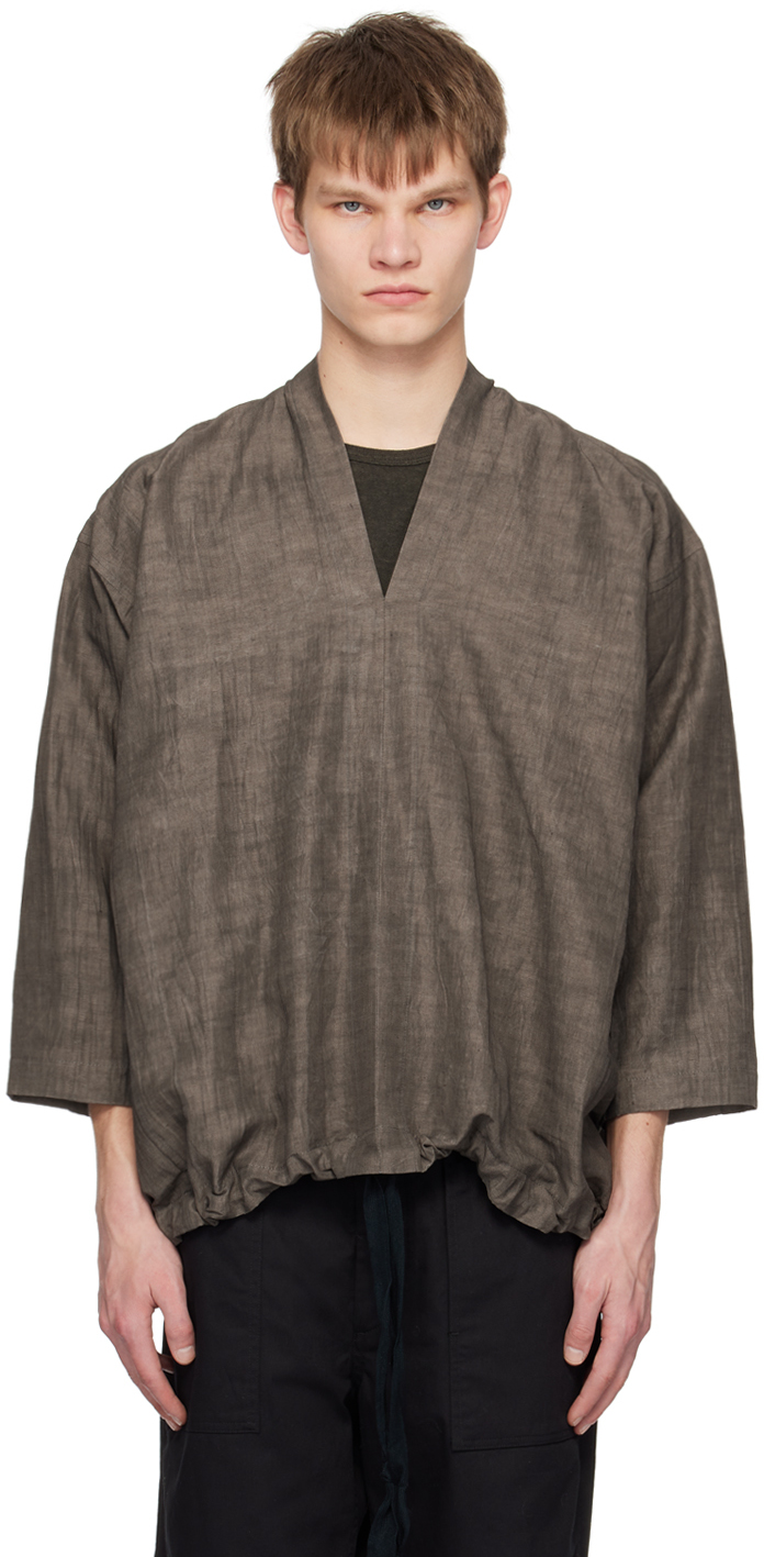 Jan-jan Van Essche Gray #58 Shirt In Sumi Linen Cotton Cl | ModeSens