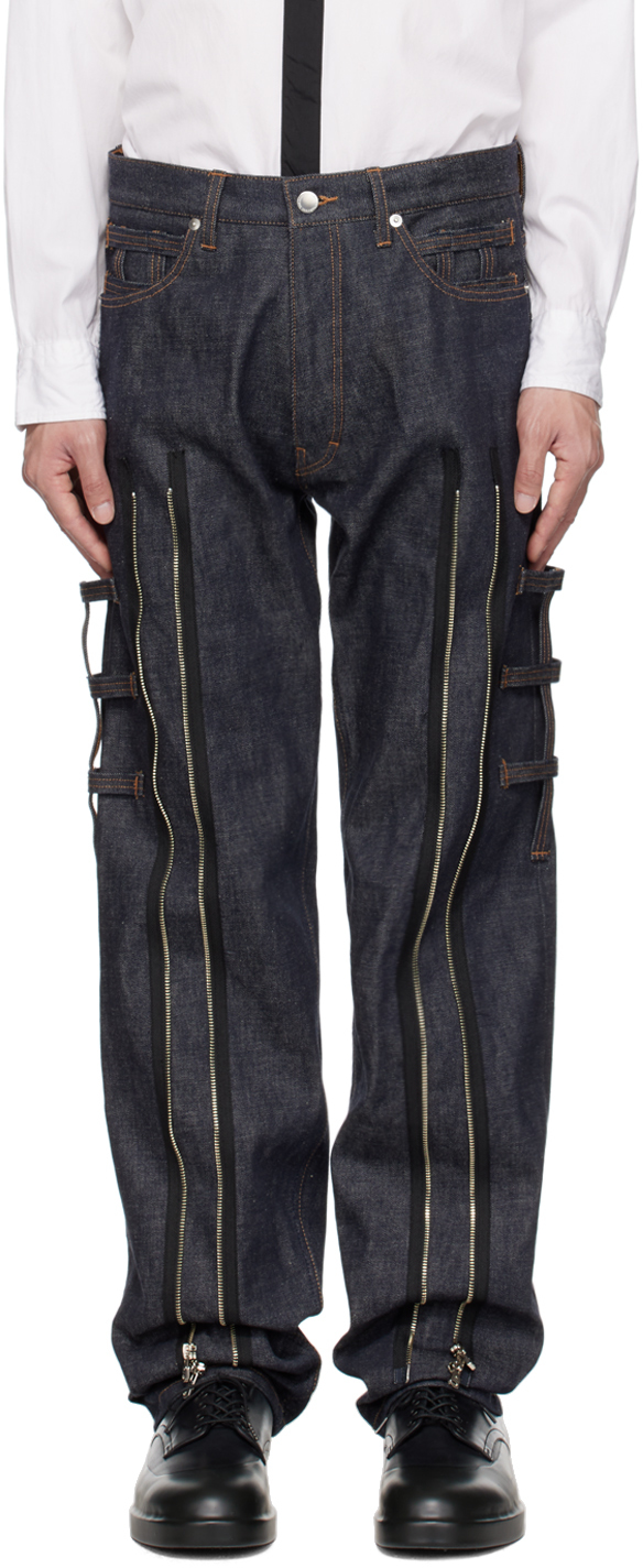 Takahiromiyashita The Soloist Blue Bondage Jeans In Indigo