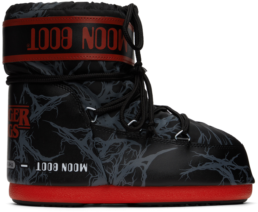Moon Boot Black & Red Stranger Things Edition Icon Low Boot In Black/red