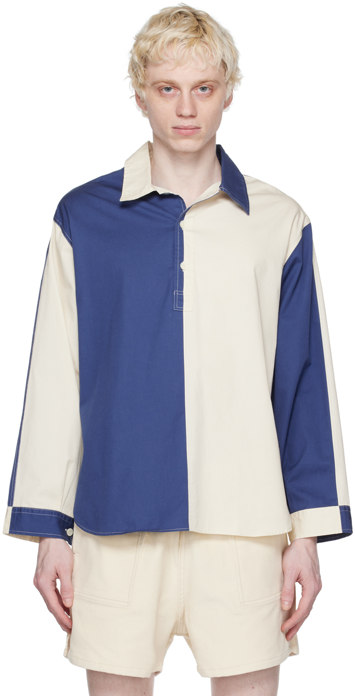 Haulier Blue & Off-white Athletic Polo In Blue/natural