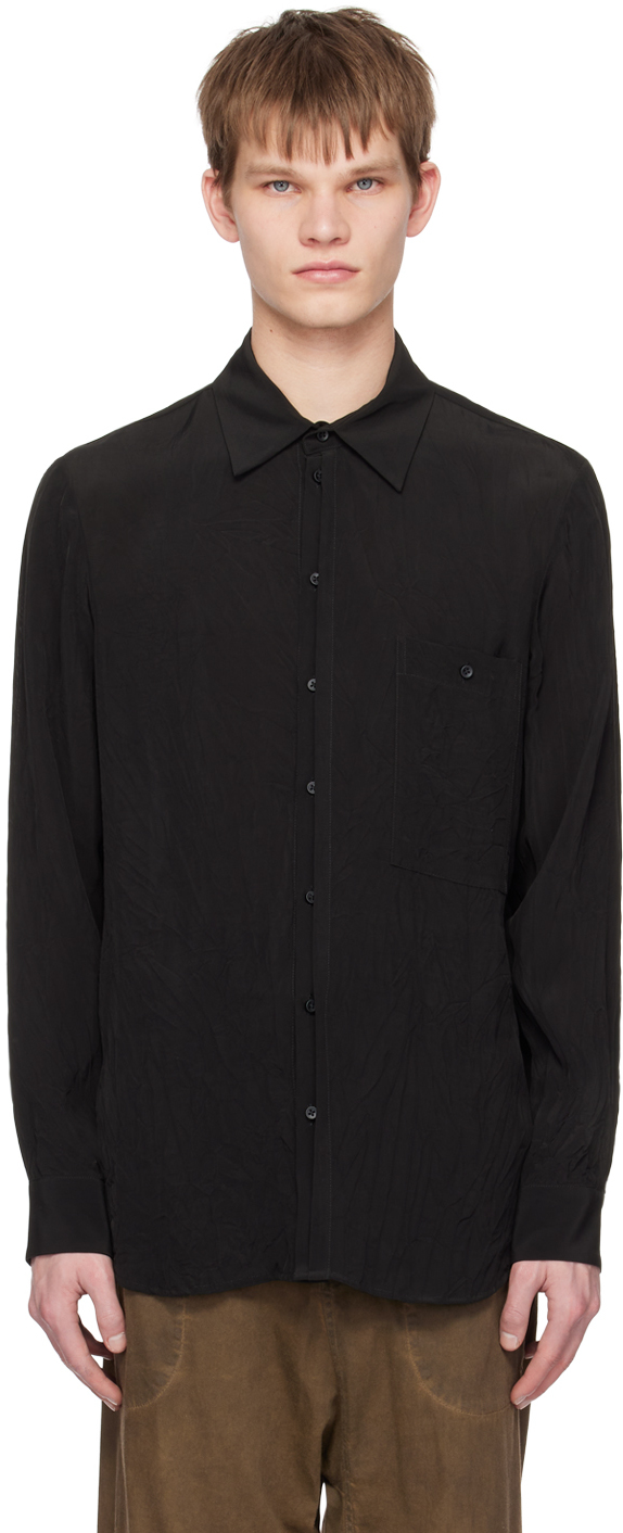 Uma Wang Crease-effect Long-sleeve Shirt In Black
