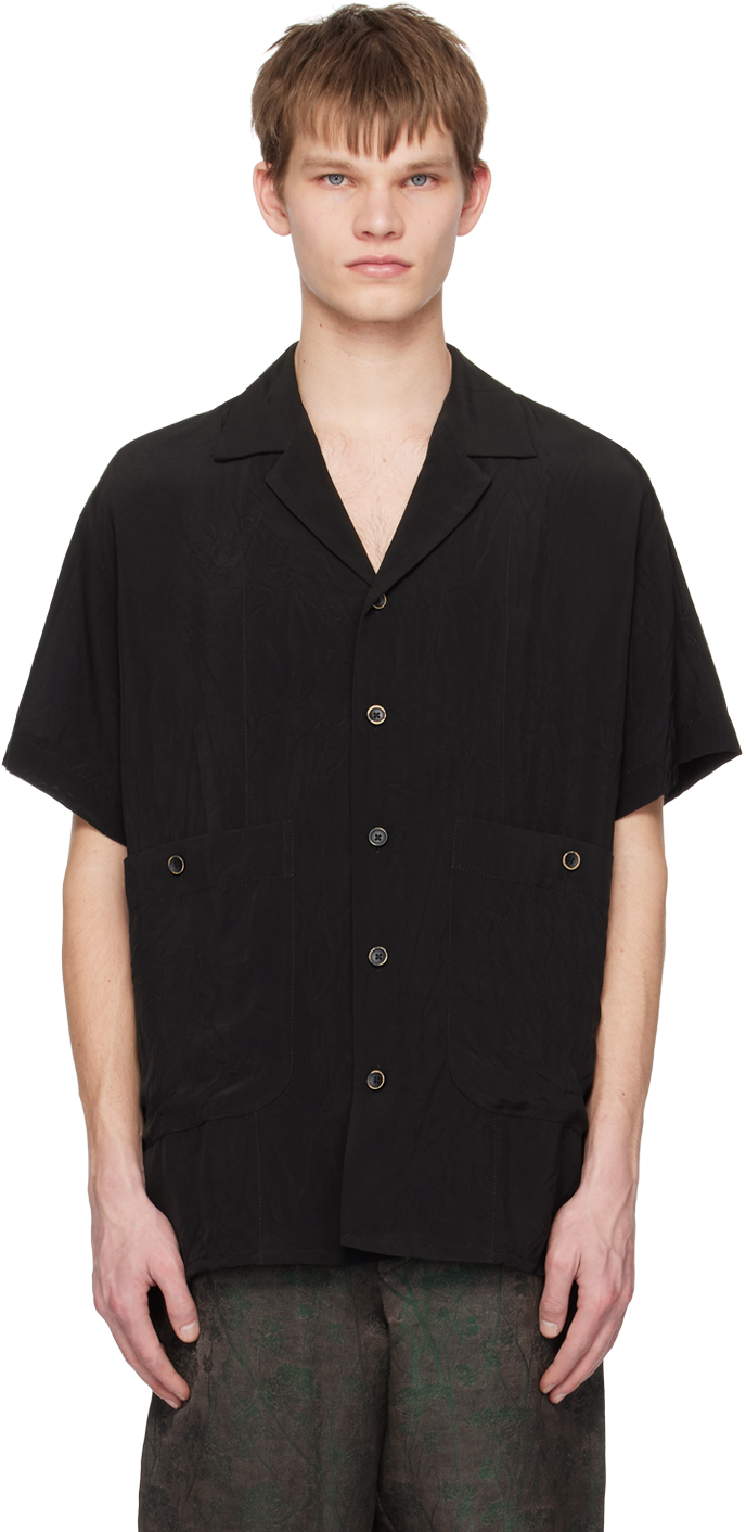 UMA WANG: Black Terry Shirt | SSENSE UK