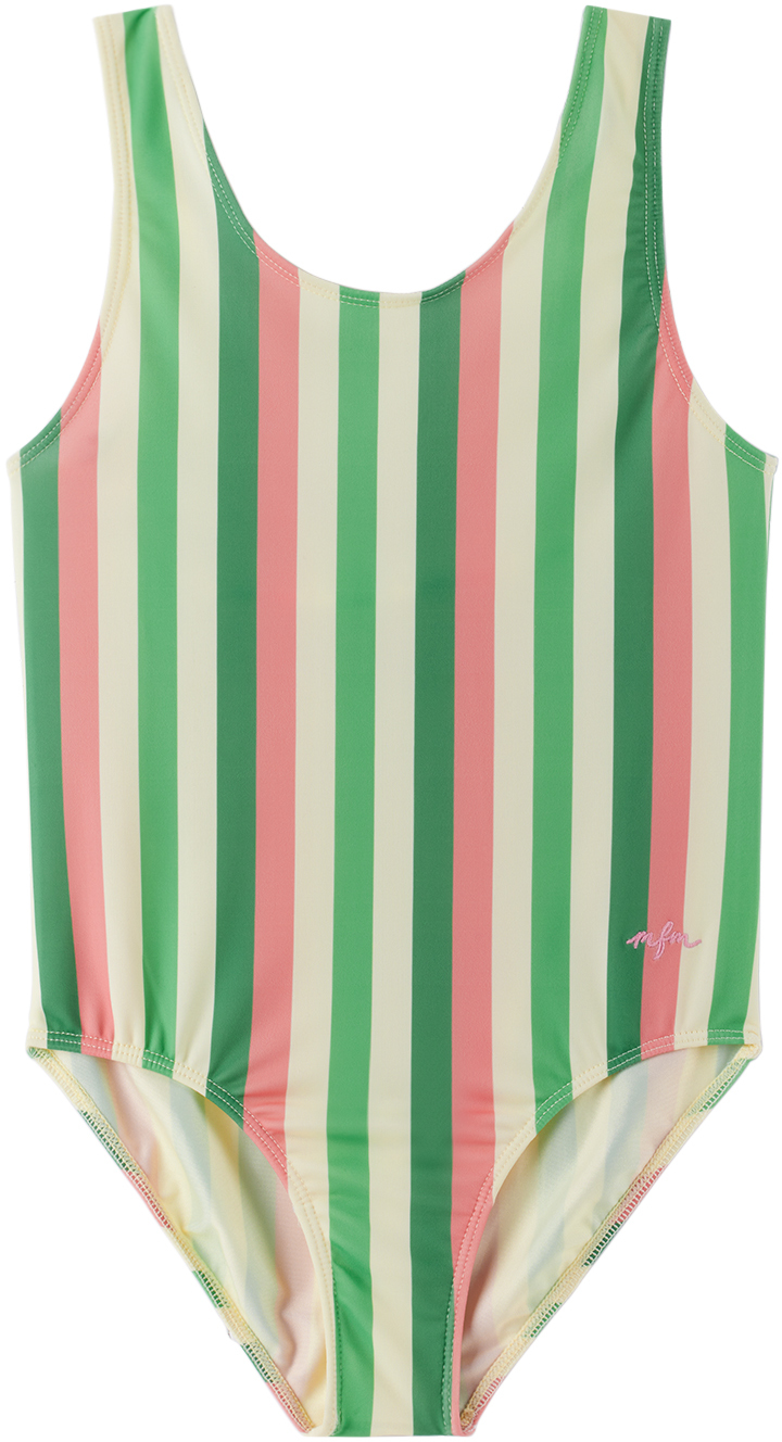 Maed For Mini Kids Green & Pink Hippy Honey Bee Swimsuit In Multi
