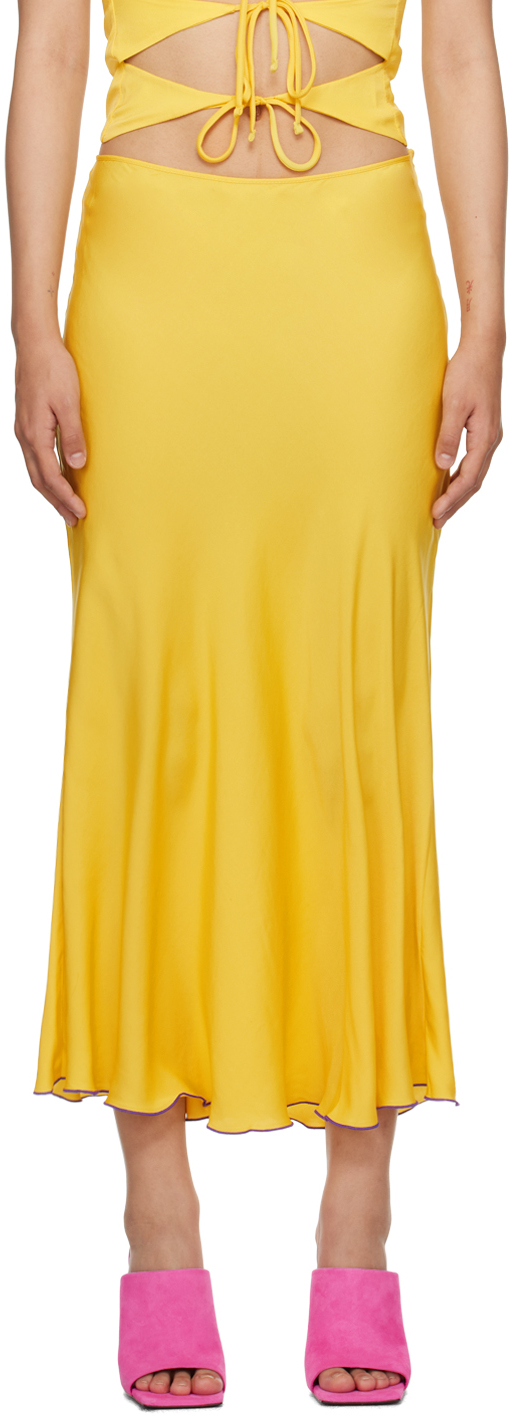 SIEDRÉS: Yellow Prim Midi Skirt | SSENSE UK