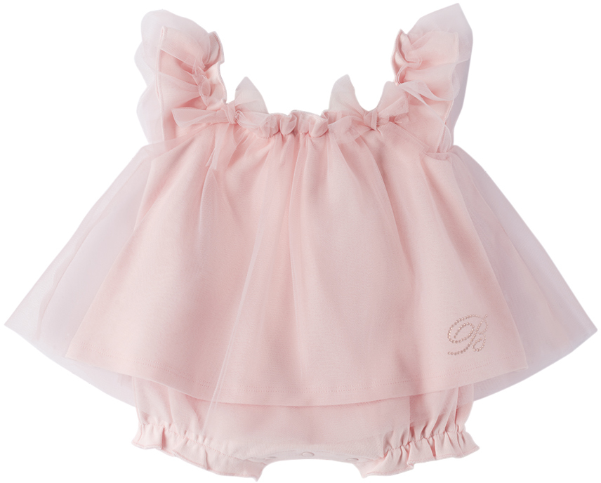 Miss Blumarine Baby Pink Layered Bodysuit In X0485 Pink Cloud