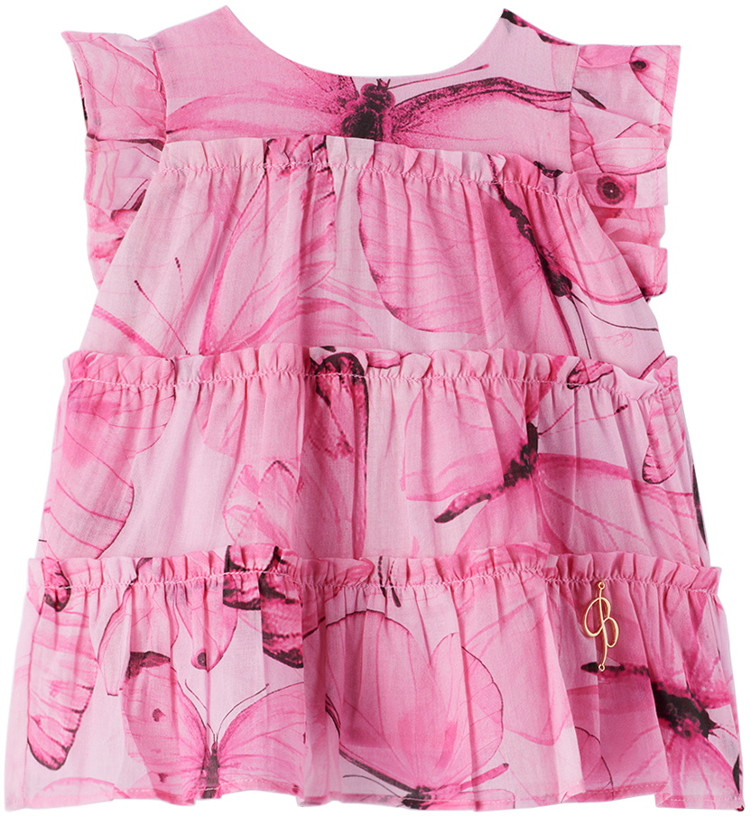 Miss Blumarine Babies' Butterfly-print Ruffled Skirt In Pink