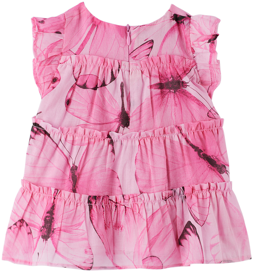 Miss Blumarine Baby Pink Tiered Dress In Q9214 St.farfalle/sw