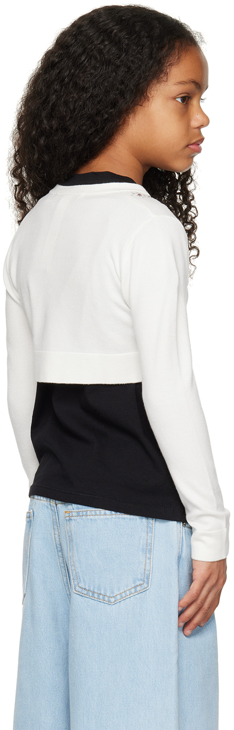 Miss Blumarine Kids White Maglia Aperta Cardigan In 10602 Snow White