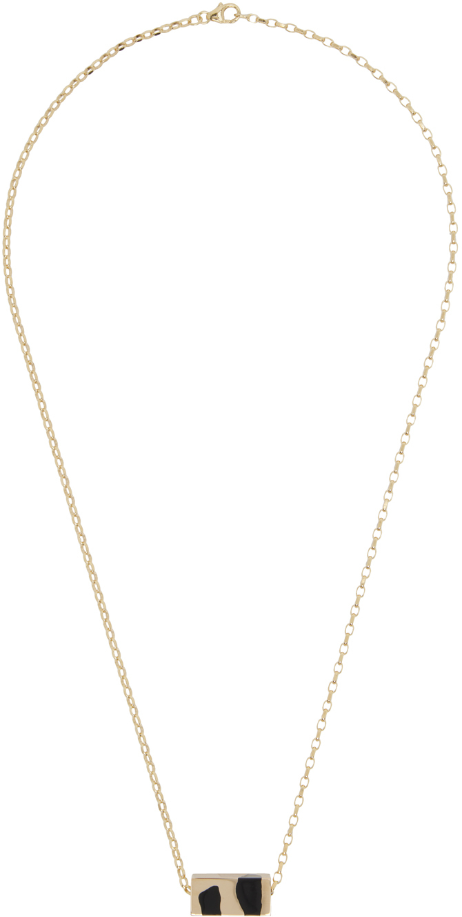 Ellie Mercer Gold Large Bead & Chain Necklace In Black