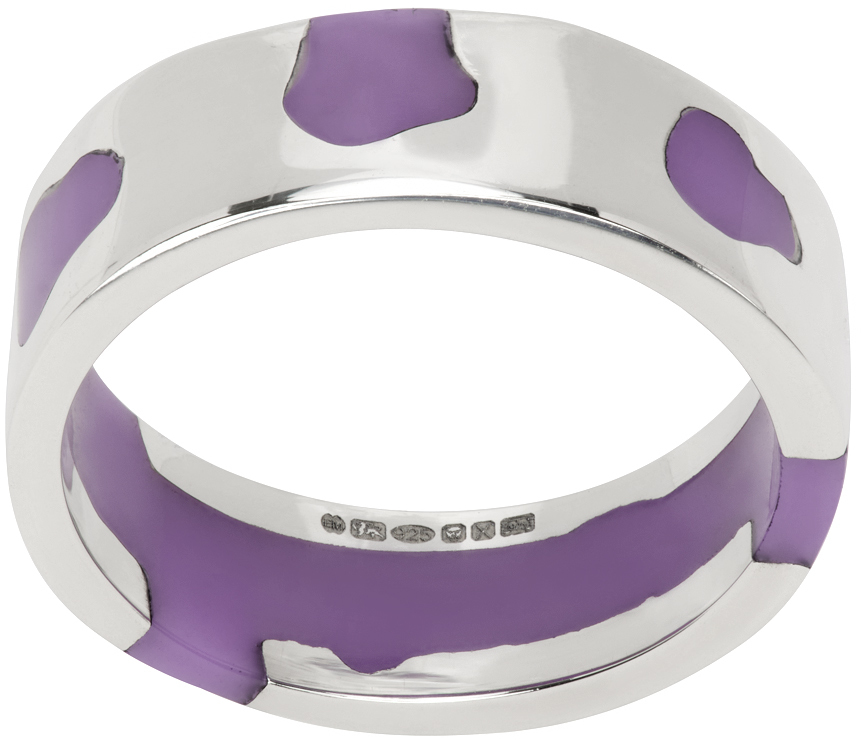 Ellie Mercer Ssense Exclusive Silver & Purple Band Ring