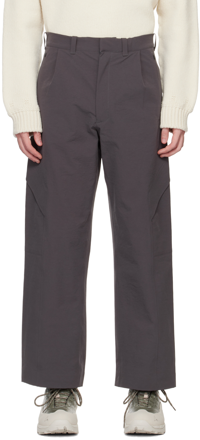 Gray Double Cloth Straight Leg Trousers