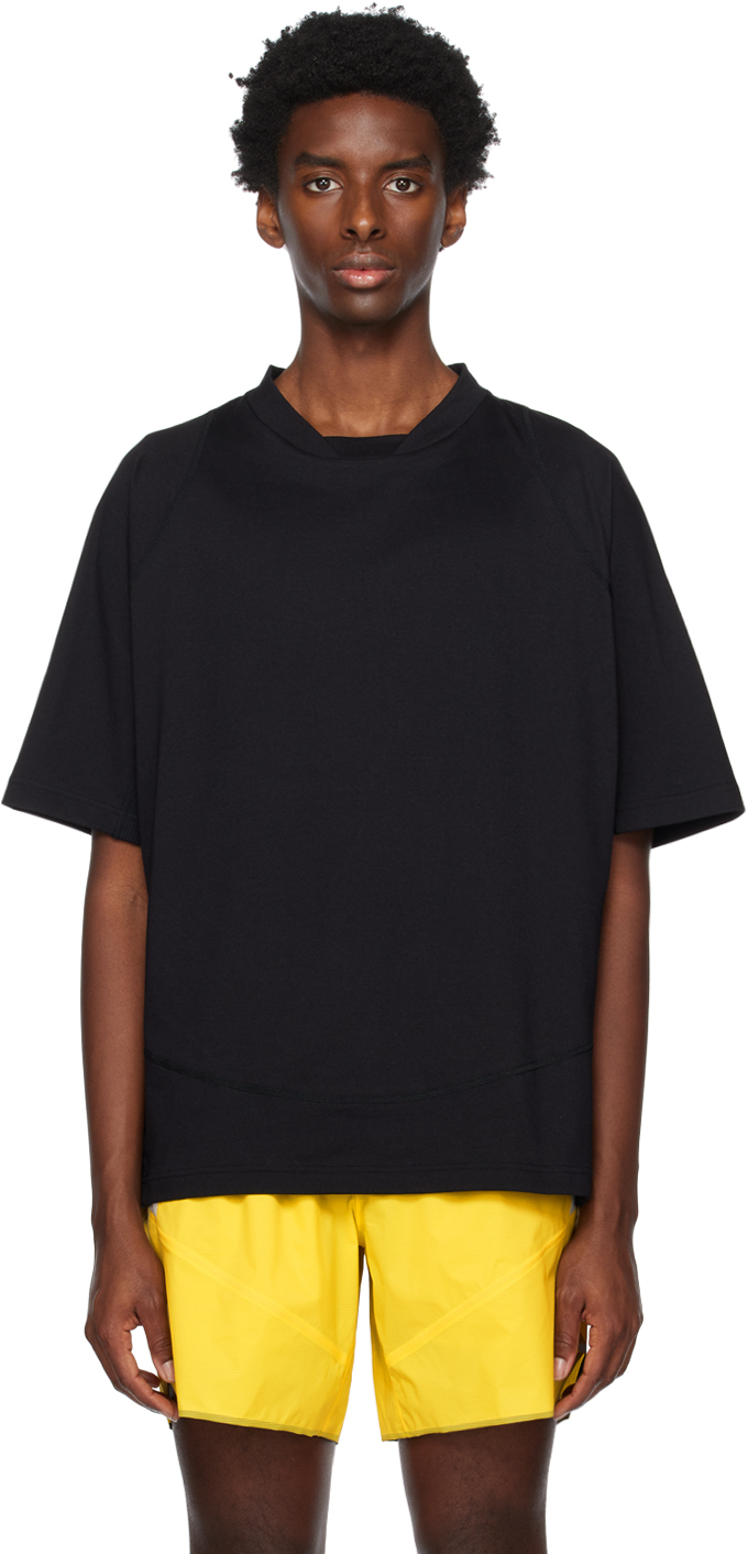 Goldwin 0: Black Paneled T-Shirt | SSENSE Canada