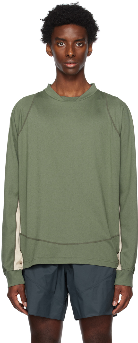 Goldwin 0: Green Paneled Long Sleeve T-Shirt | SSENSE