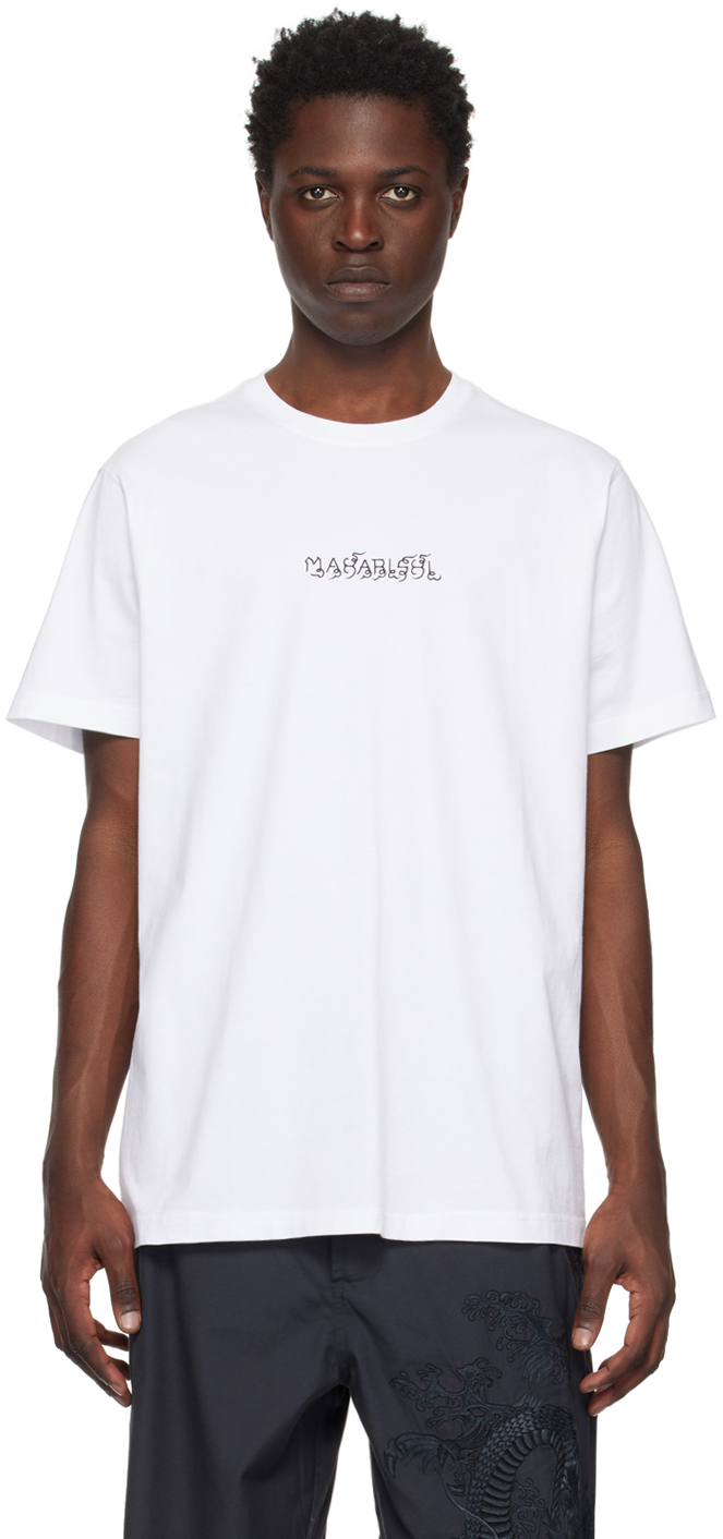 Shop Maharishi White Graphic T-shirt