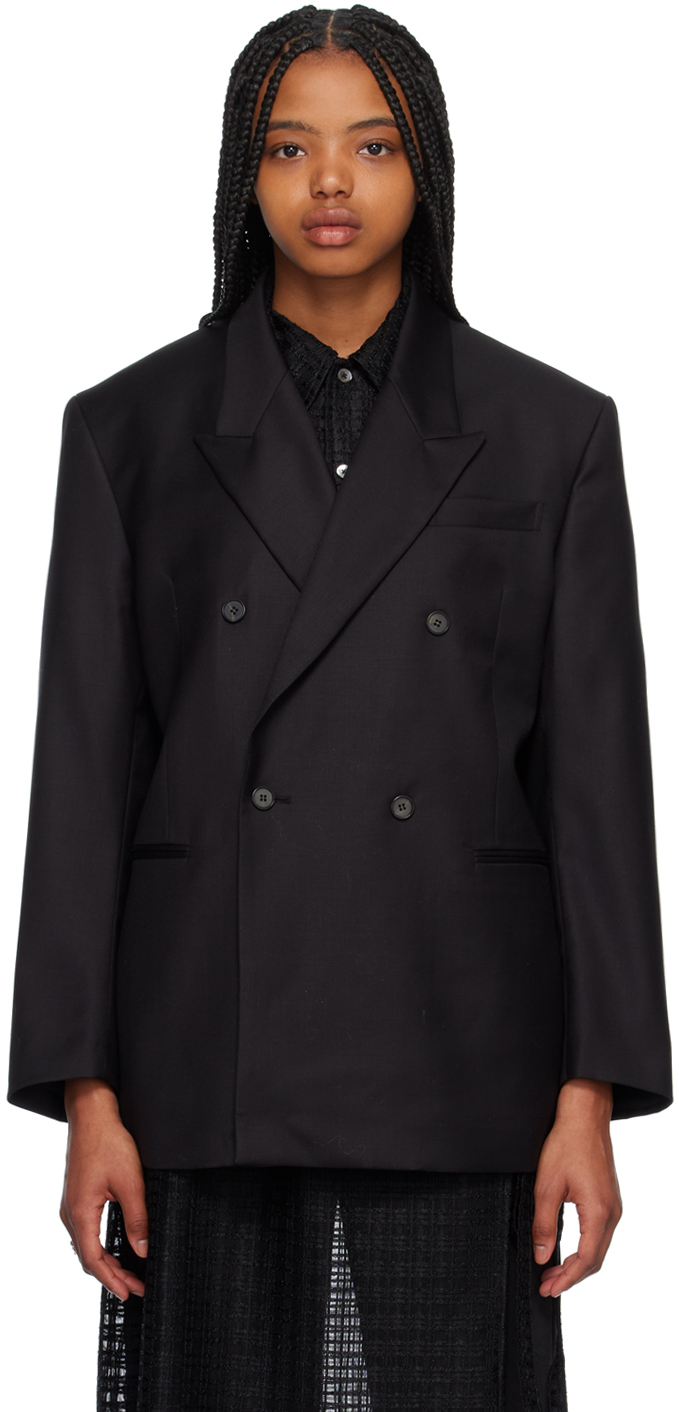 Youth Black Double-breasted Blazer