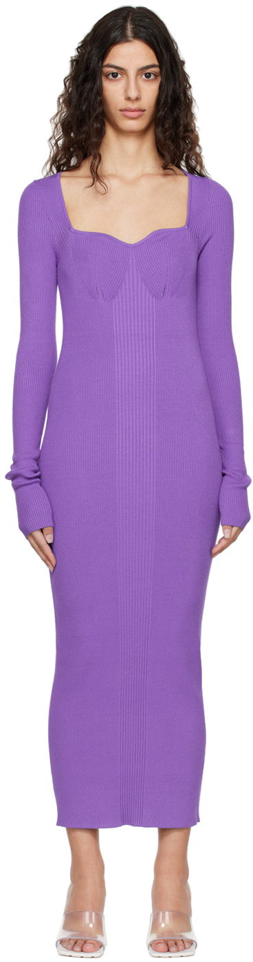 Shop Remain Birger Christensen Purple Dense Midi Dress In 18-3737 Passion Flow
